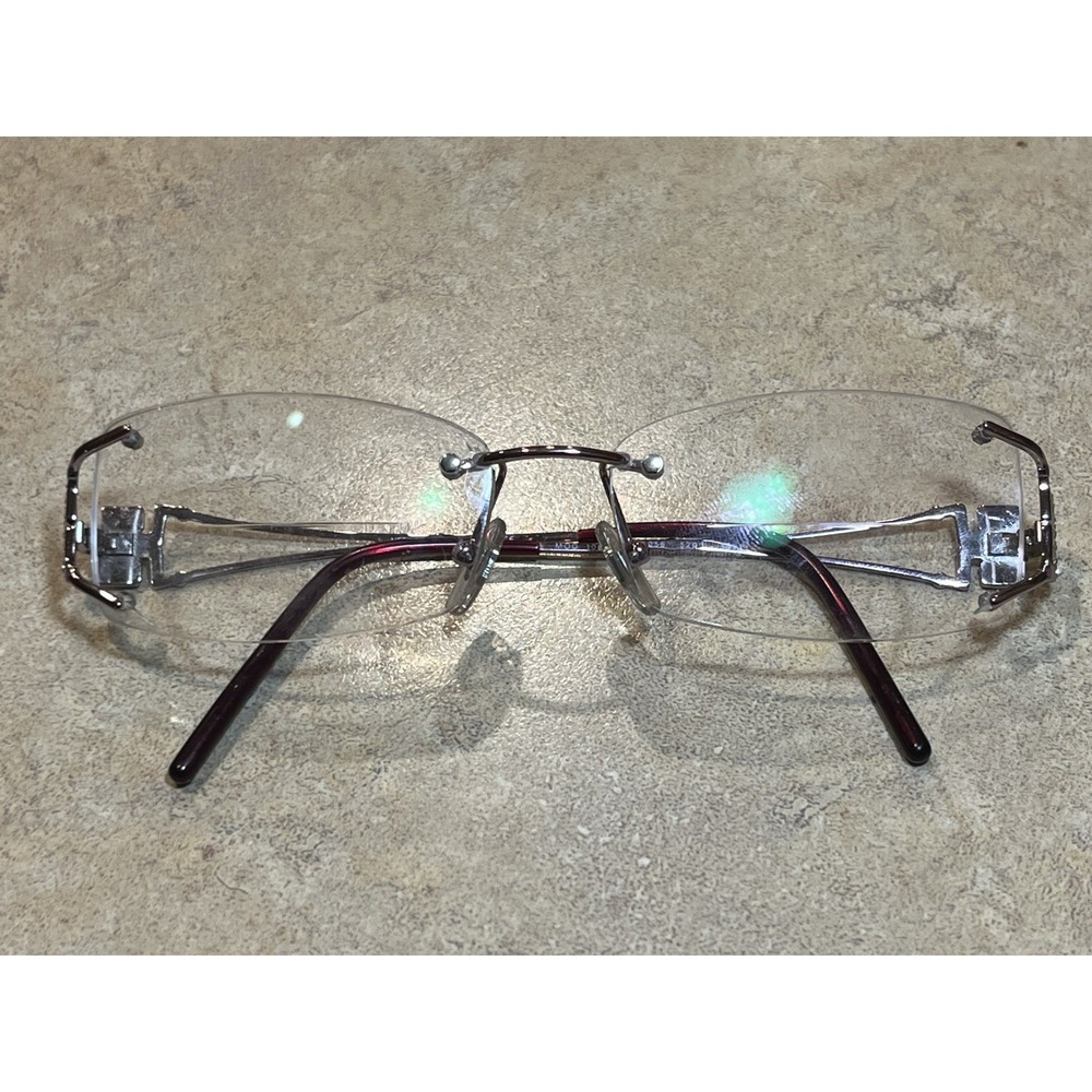 Versace 1080-b 1056 Rectangular Oval Rimless Eyeglasses Crystal Pink 52-16-130